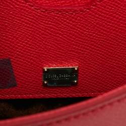 Pre Owned Dolce & Gabbana Coral Pink Leather Medium Studded Sicily Top Handle Bag