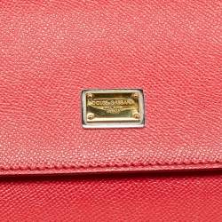 Pre Owned Dolce & Gabbana Coral Pink Leather Medium Miss Sicily Top Handle Bag