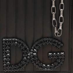 Pre Owned Dolce & Gabbana Black Leather DG Girls Crossbody Bag