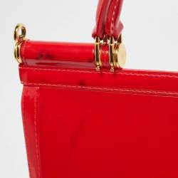 Pre Owned Dolce & Gabbana Red Rubber Miss Sicily Top Handle Bag