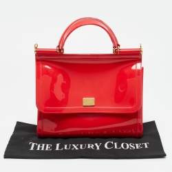 Pre Owned Dolce & Gabbana Red Rubber Miss Sicily Top Handle Bag