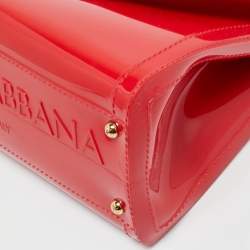 Pre Owned Dolce & Gabbana Red Rubber Miss Sicily Top Handle Bag