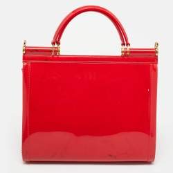 Pre Owned Dolce & Gabbana Red Rubber Miss Sicily Top Handle Bag