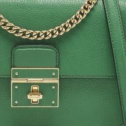 Pre Owned Dolce & Gabbana Green Leather Small Rosalia Shoulder Bag