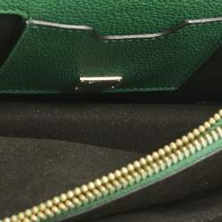 Pre Owned Dolce & Gabbana Green Leather Small Rosalia Shoulder Bag