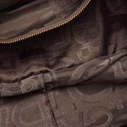 Pre Owned Dolce & Gabbana Brown/Green Leather and Ayers Buckle Flap Satchel
