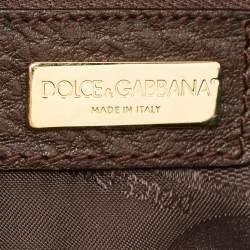 Pre Owned Dolce & Gabbana Brown/Green Leather and Ayers Buckle Flap Satchel