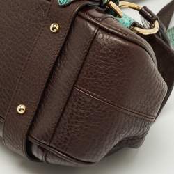 Pre Owned Dolce & Gabbana Brown/Green Leather and Ayers Buckle Flap Satchel