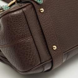 Pre Owned Dolce & Gabbana Brown/Green Leather and Ayers Buckle Flap Satchel