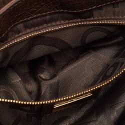 Pre Owned Dolce & Gabbana Brown/Green Leather and Ayers Buckle Flap Satchel