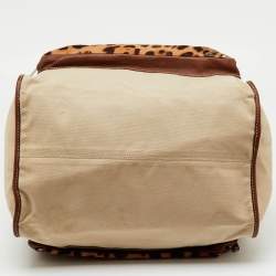 Pre Owned Dolce & Gabbana Beige/Brown Canvas and Leather Miss Pocket Tote