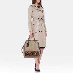 Pre Owned Dolce & Gabbana Beige/Brown Canvas and Leather Miss Pocket Tote