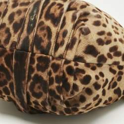 Pre Owned Dolce & Gabbana Brown Leopard Calfhair and Leather Drawstring Hobo