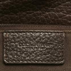 Pre Owned Dolce & Gabbana Brown Leopard Calfhair and Leather Drawstring Hobo