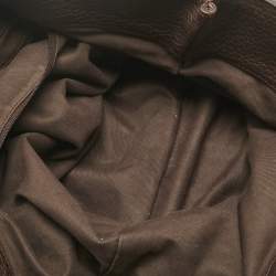 Pre Owned Dolce & Gabbana Brown Leopard Calfhair and Leather Drawstring Hobo