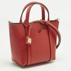 Pre Owned Dolce & Gabbana Red Leather Mini Escape Shopper Tote