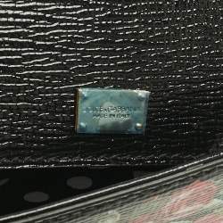 Pre Owned Dolce & Gabbana Black Leather Floral Lucia Top Handle Bag