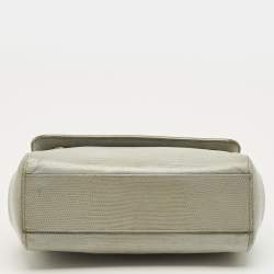 Pre Owned Dolce & Gabbana Grey Lizard Embossed Leather Small Miss Sicily Top Handle Bag