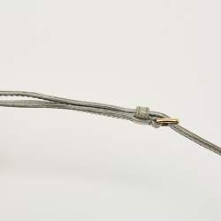 Pre Owned Dolce & Gabbana Grey Lizard Embossed Leather Small Miss Sicily Top Handle Bag