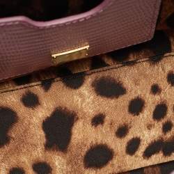 Pre Owned Dolce & Gabbana Pink Lizard Embossed Leather Small Miss Sicily Top Handle Bag