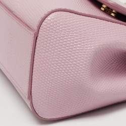 Pre Owned Dolce & Gabbana Pink Lizard Embossed Leather Small Miss Sicily Top Handle Bag