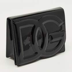 Pre Owned Dolce & Gabbana Black Patent Leather DG Logo Crossbody Bag