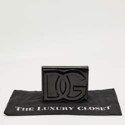 Pre Owned Dolce & Gabbana Black Patent Leather DG Logo Crossbody Bag