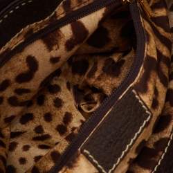 Pre Owned Dolce & Gabbana Dark Brown Leather Studded DG Flap Satchel