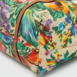 Pre Owned Dolce & Gabbana Multicolor Floral Canvas and Leather Tote