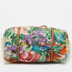 Pre Owned Dolce & Gabbana Multicolor Floral Canvas and Leather Tote
