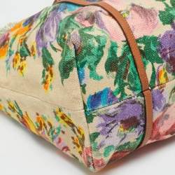 Pre Owned Dolce & Gabbana Multicolor Floral Canvas and Leather Tote
