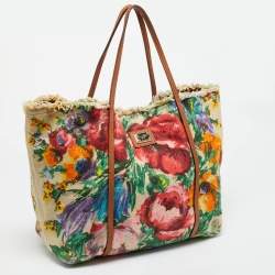 Pre Owned Dolce & Gabbana Multicolor Floral Canvas and Leather Tote