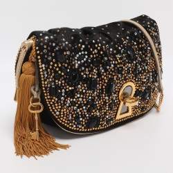 Pre Owned Dolce & Gabbana Black Satin Rhinestone Embellished Crossbody Bag