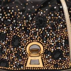 Pre Owned Dolce & Gabbana Black Satin Rhinestone Embellished Crossbody Bag