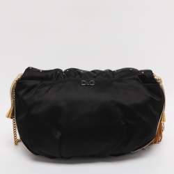 Pre Owned Dolce & Gabbana Black Satin Rhinestone Embellished Crossbody Bag
