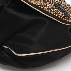 Pre Owned Dolce & Gabbana Black Satin Rhinestone Embellished Crossbody Bag