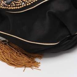 Pre Owned Dolce & Gabbana Black Satin Rhinestone Embellished Crossbody Bag