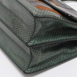 Pre Owned Dolce & Gabbana Multicolor Leather and Lizard Embossed Leather Rosalia Top Handle Bag