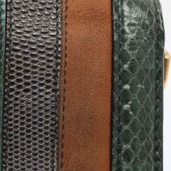 Pre Owned Dolce & Gabbana Multicolor Leather and Lizard Embossed Leather Rosalia Top Handle Bag