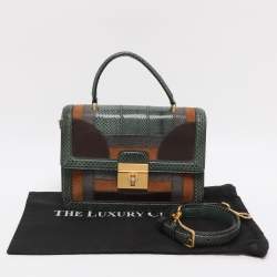 Pre Owned Dolce & Gabbana Multicolor Leather and Lizard Embossed Leather Rosalia Top Handle Bag