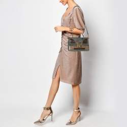 Pre Owned Dolce & Gabbana Multicolor Leather and Lizard Embossed Leather Rosalia Top Handle Bag