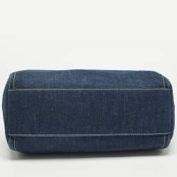 Pre Owned Dolce & Gabbana Blue Denim Large Miss Sicily Top Handle Bag