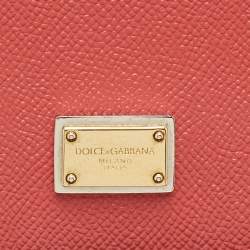 Pre Owned Dolce & Gabbana Red Leather Medium Miss Sicily Top Handle Bag