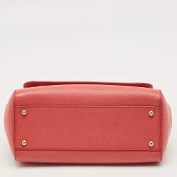 Pre Owned Dolce & Gabbana Red Leather Medium Miss Sicily Top Handle Bag