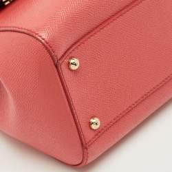 Pre Owned Dolce & Gabbana Red Leather Medium Miss Sicily Top Handle Bag