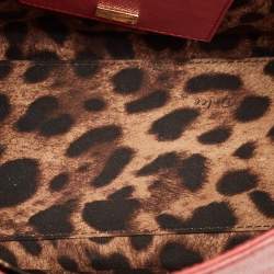 Pre Owned Dolce & Gabbana Red Leather Medium Miss Sicily Top Handle Bag