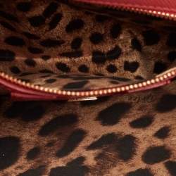 Pre Owned Dolce & Gabbana Red Leather Medium Miss Sicily Top Handle Bag