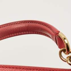Pre Owned Dolce & Gabbana Red Leather Medium Miss Sicily Top Handle Bag