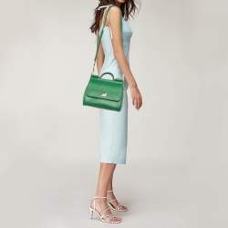 Pre Owned حقيبة دولتشي أند غابانا ميس سيسيلي متوسطة يد علوية جلد أخضر