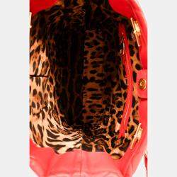 مملوكة مسبقًا Dolce & Gabbana Red Leather Quilted Chain Handle Large 'Shopper' Tote Bag